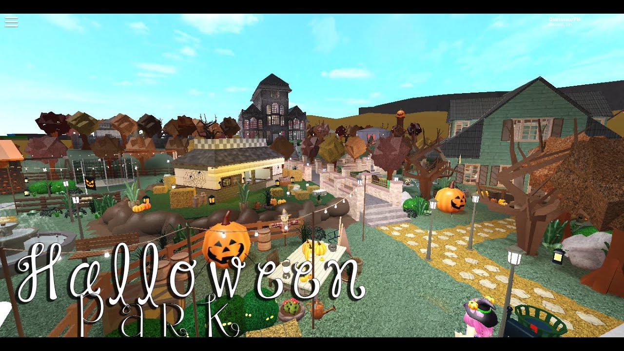 bloxburg, halloween decorated home