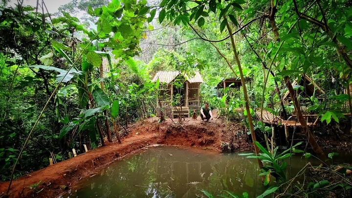 Live with nature ,blocking the stream to make a pond