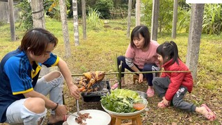 Ra vườn nướng thịt bò cuốn lá lốt, thịt gà, tôm Thái và lòng non với em trai 4