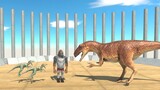 Raptor and Allosaurus TEAM in Circle Cage - Animal Revolt Battle Simulator