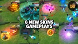 8 NEW SKINS GAMEPLAYS in Mobile Legends