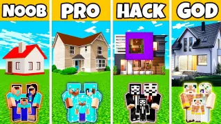 Minecraft Battle: Family Contemporary New House Build Challenge - Noob vs Pro vs Hacker vs God