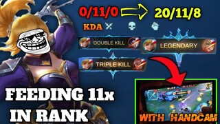 Fanny Prank! | FEEDING 11x IN RANK GAME | Umiyak kampi ko😂 | WITH HANDCAM🔥 | MLBB