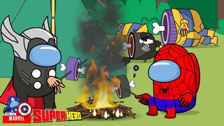 Thanos Steals Spiderman's Food  - Among Us Marvel - Among Us Superhero