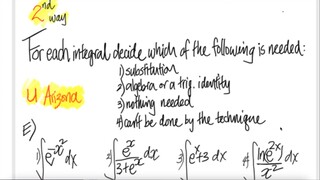 U Arizona: For each integral decide which of the following is needed: