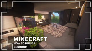 ⚒️[Minecraft Tutorial]: How to make a Modern Bedroom with Aquarium | Dark Themed Bedroom 🖤 #3