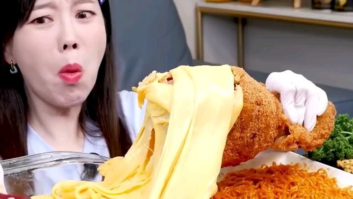 Big Fried Chicken with Cheese#mukbang