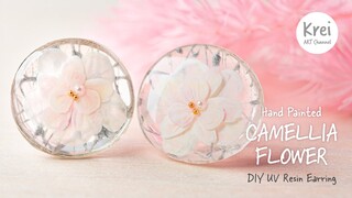 UV Resin - Hand Painted Camellia Flower Earring