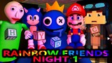 RAINBOW FRIENDS Chapter 1 VS SONIC MARIO BALDI STEVE Roblox CHALLENGE Night 1 Minecraft Animation