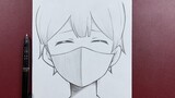 Easy to draw | how to draw anime girl wearing face mask easy step-by-step