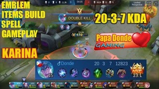 Karina Gameplay - Score (20-3-7) Donde - Mobile Legend 2021-January