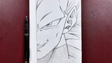 How to draw vegeta ultra ego half face step-by-step