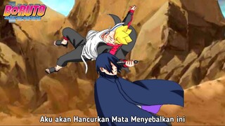 Detik detik Boruto kembali marah ke wujud Mode otsutsuki & menusuk Rinnegan Sasuke - Spoiler Ch 53