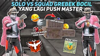 SOLO VS SQUAD GREBEK BOCIL NGENDOK YANG LAGI PUSH MASTER 😂 - FREE FIRE INDONESIA