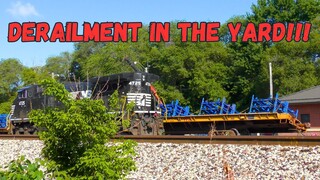 Derailment in the Rail yard hitting a newly rebuilt locomotive!!! crews work fast to reopen the yard