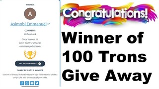 Congratulations to the winner of 100 trons give away