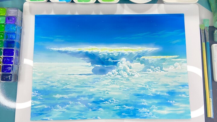(วาดภาพ) เมฆคิวมูโลนิมบัส-สีน้ำทึบแสง 