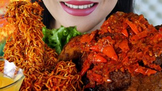 SERBA PEDAS ! AYAM UTUH GHOSTPEPPER DI SAMBELIN GEPREK, MIE PEDAS SETAN | EATING SOUNDS