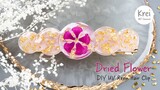 【UV レジン】UV Resin - DIY Dried Flower Hair Clip with Gold Leaf. ドライフラワー、金箔を使って、DIYでヘアークリップを作りました。