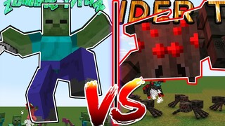จะเกิดอะไรขึ้น!? เมื่อซอมบี้ยักษ์สุดโหด!? สู้กับ แมงมุมยักษ์จอมทำลายล้าง! ในมายคราฟ! | Minecraft Mod