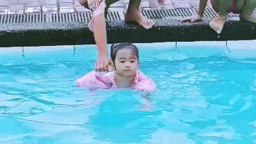 Baby Bella First Try Swimming