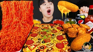 ASMR MUKBANG 직접 만든 대왕 가래떡 떡볶이 불닭볶음면 소세지 먹방 & 레시피 FIRE NOODLES AND Tteokbokki EATING SOUND!