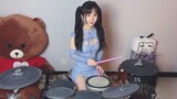 【Drum Set】Playing drum set in blue Qipao