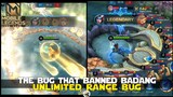 THE BUG THAT BANNED BADANG UNLIMITED RANGE ULT AND 2ND SKILL HOW TO USE BADANG WHILE BANNED  ML BANG