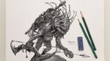 [Arts] Sketsa Pensil | Menggambar Makhluk Sci-Fi Katak Mutan
