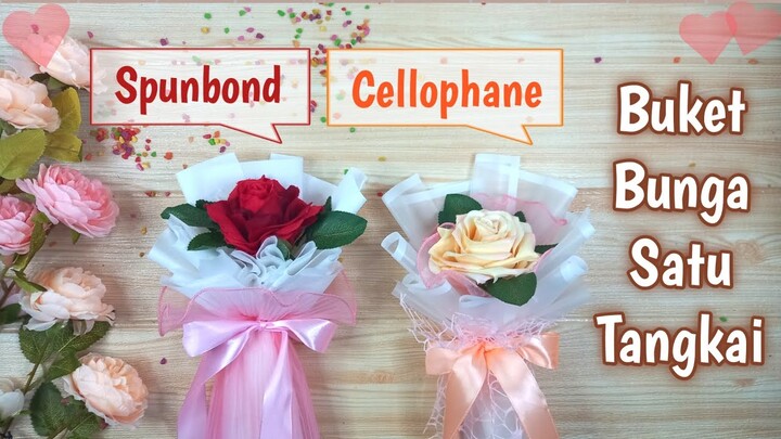 Buket Bunga Mawar Satu Tangkai || Single Flower Rose Bouquet Wrapping Tutorial