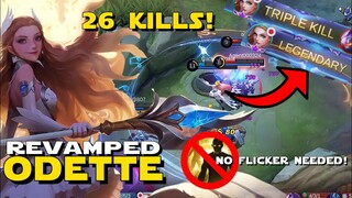 NEW REVAMPED ODETTE IS HERE! | NO FLICKER NEEDED! | GAMEPLAY | OP 2ND SKILL! | MOBILE LEGENDS BANG!