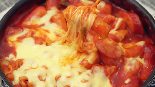 ชีส Tteokbokki ทำจากข้าว อาหารเกาหลี