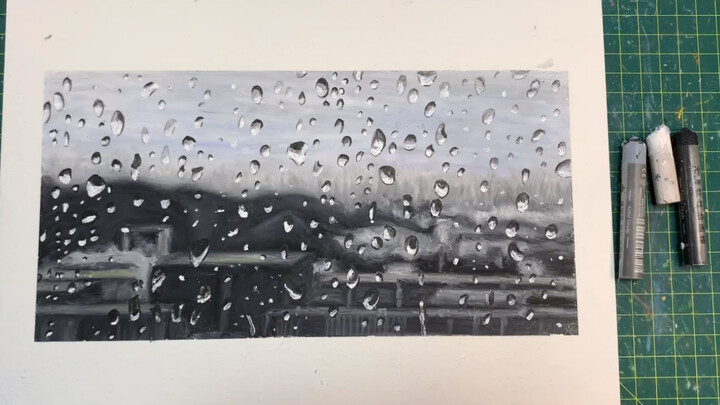 [Lukisan cat minyak] Tutorial melukis hujan dengan 3 warna dasar!!