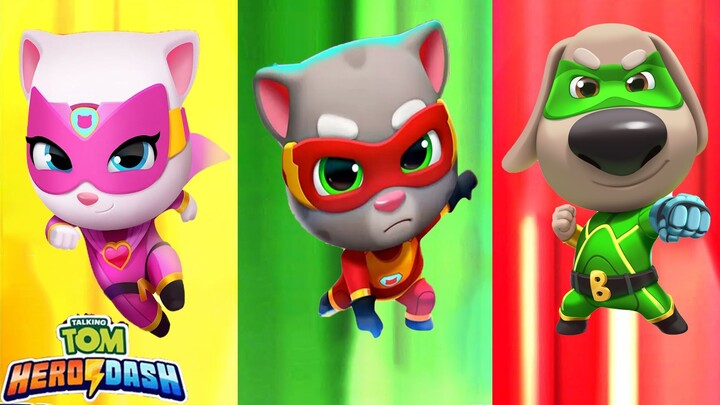 Pertarungan Tom hero VS hero angela VS hero Black - Talking Tom Hero Dash