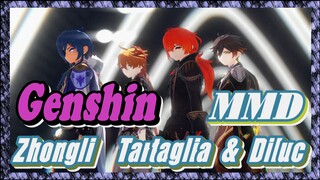[Genshin,  MMD]Zhongli,  Tartaglia & Diluc  [Next level]