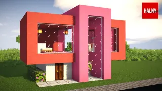 Mini pink modern house in Minecraft