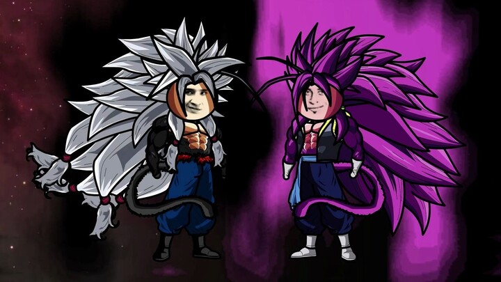 Super Saiyan 7 Gogit vs. Super Saiyan 8 Goku. (unggul)