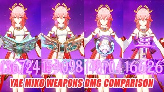 Yae Miko Kagura's Verity R1 vs Skyward R1 vs Lost Prayer R1 vs Oathsworn Eye R5 DMG Comparison