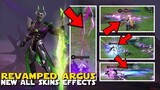 REVAMPED ARGUS FINAL VERSION ENTRANCE ANIMATION AND ALL SKINS NEW SKILL EFFECTS | MLBB NEW UPDATE