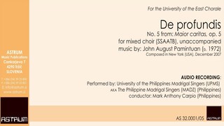 Pamintuan John August: DE PROFUNDIS, op 5/5, for mixed choir (SSAATB) unaccompanied