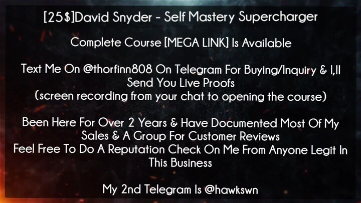 [25$]David Snyder Course Self Mastery Supercharger download