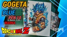 menggambar GOGETA BLUE menggunakan PULPEN 10 WARNA "MUDAH"
