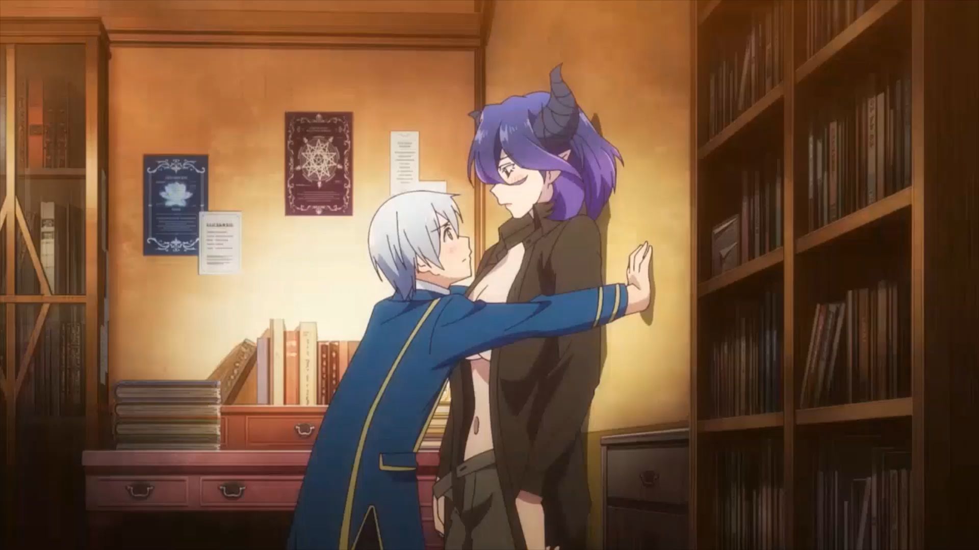 Michio Touches Roxanne's Ears - Isekai Meikyuu de Harem wo Episode 4 -  BiliBili