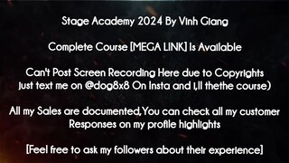 Stage Academy 2024 By Vinh Giang course download