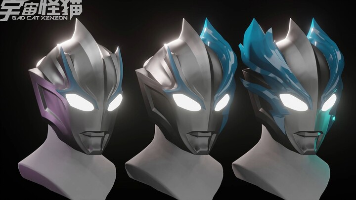 Modeling to give Ultra Savage a symmetrical hairstyle and Ultraman Blazer's helmet modeling and arra
