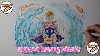 cara menggambar Marco si Burung Phoenix  one piece