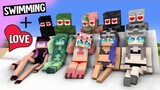 Minecraft animations - when the monsters turn into cute girls and swim in the summer!