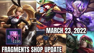 Fragments Shop Update March 23, 2022 Rare, Premium & Hero Fragments New Skin | MLBB