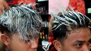 semir rambut pria keren, warna abu abu silver terbaru