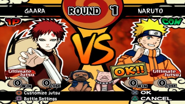 Gaara (Clássico) VS Naruto (Clássico) (INSANE) - Naruto Shippuden Ultimate Ninja 4